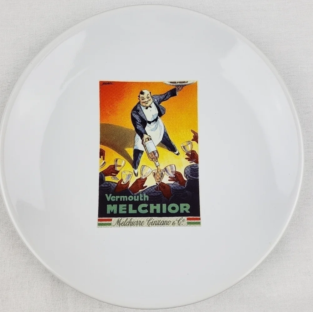 Pottery Barn Rare 2002 Vintage Movie Poster Liquor Salad Dessert Plates 4 Set #1